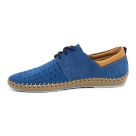 Olivier Men's leather summer shoes 744LMA blue 1