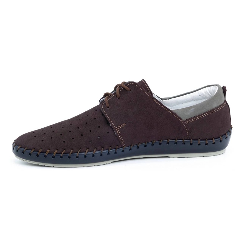 Olivier Men's leather summer shoes 744LMA burgundy multicolored 1