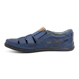 Polbut Men's openwork shoes 06 for summer navy blue with brown 1