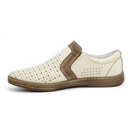 Olivier Men's leather moccasins shoes for summer 713MP ecru beige 1 Olivier Men's leather moccasins shoes for summer 713MP ecru beige 1
