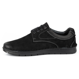 Kampol Men's casual leather shoes 13/3 black nubuck 1