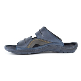 Olivier Men's leather slippers 335GT navy blue 1