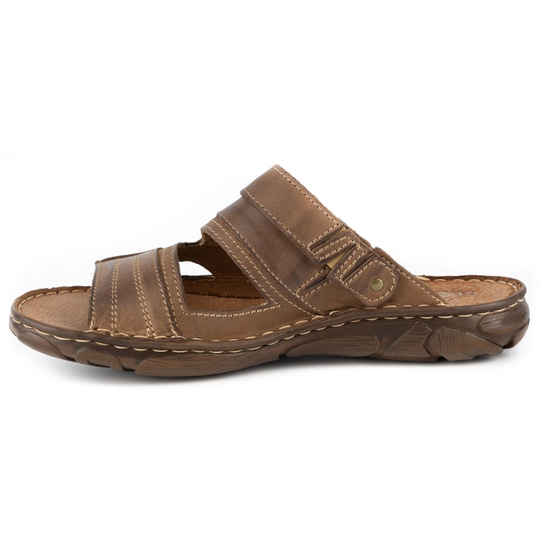 Olivier 460MP brown men's leather slippers beige 1 Olivier 460MP brown men's leather slippers beige 1