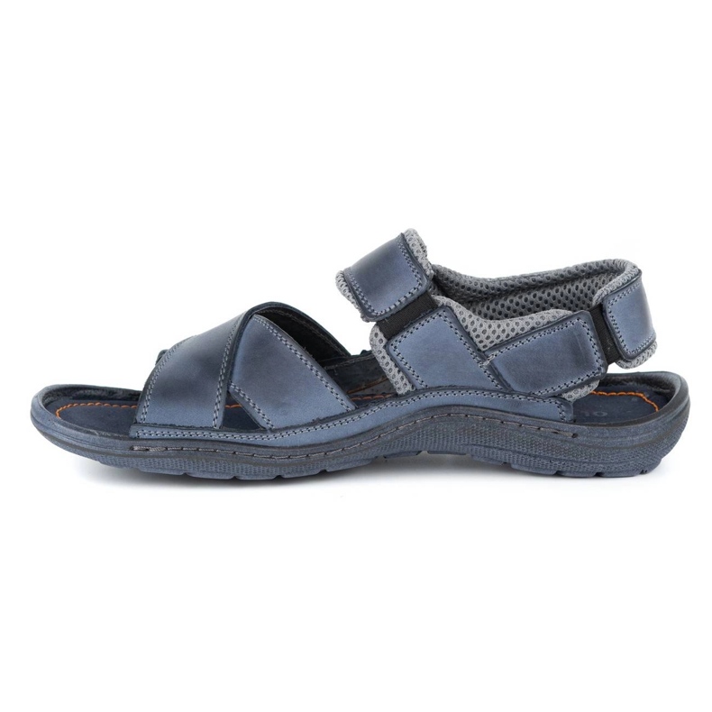 Olivier Men's leather sandals 336GT navy blue 1