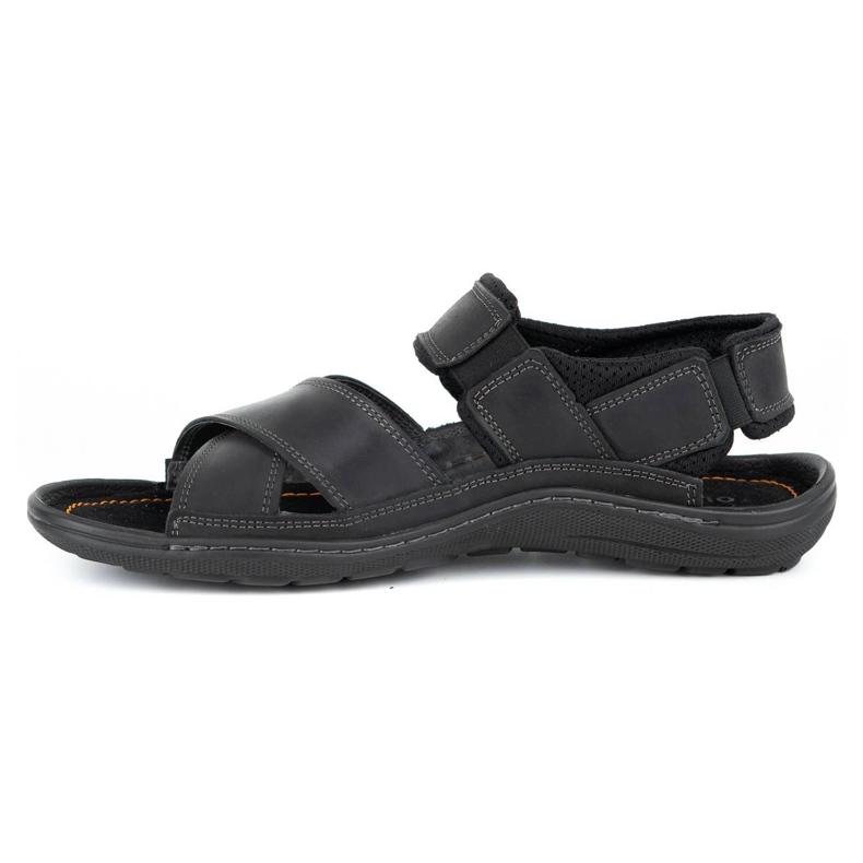 Olivier Black men's leather sandals 336GT 1