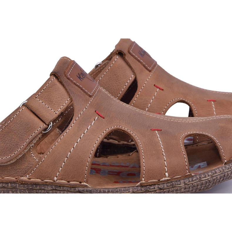 Kampol Men's leather slippers 217 / 22KAM brown 1