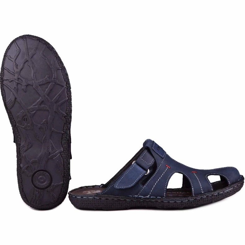 Kampol Men's leather slippers 217 / 22KAM navy blue 2 Kampol Men's leather slippers 217 / 22KAM navy blue 2