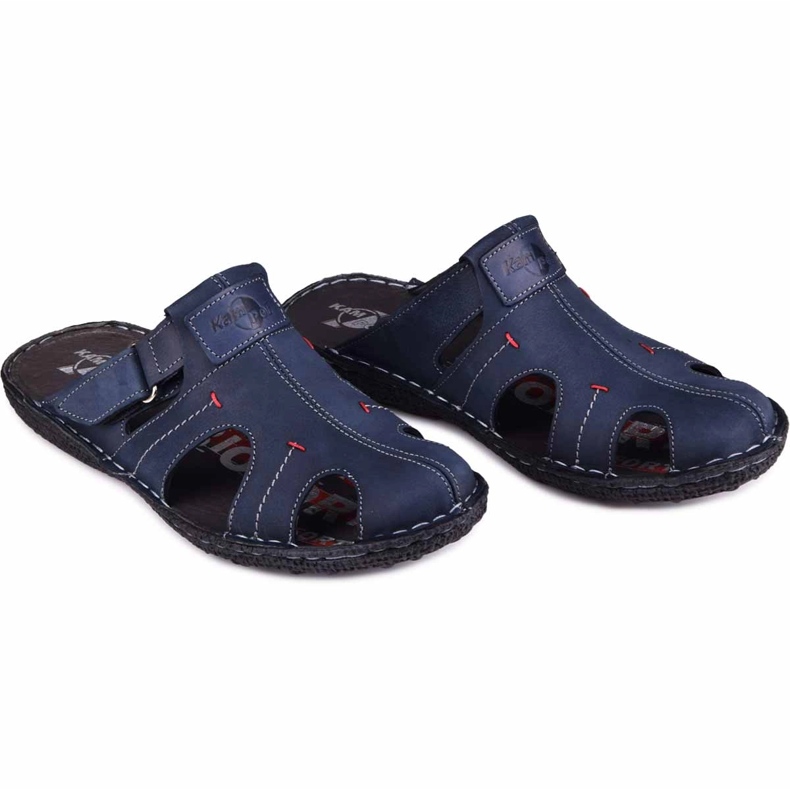 Kampol Men's leather slippers 217 / 22KAM navy blue 1 Kampol Men's leather slippers 217 / 22KAM navy blue 1