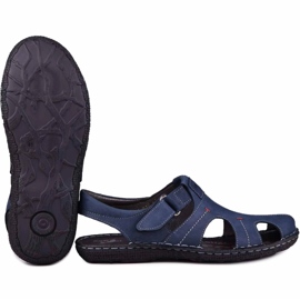 Kampol Men's leather sandals 218 / 53KAM navy blue 2