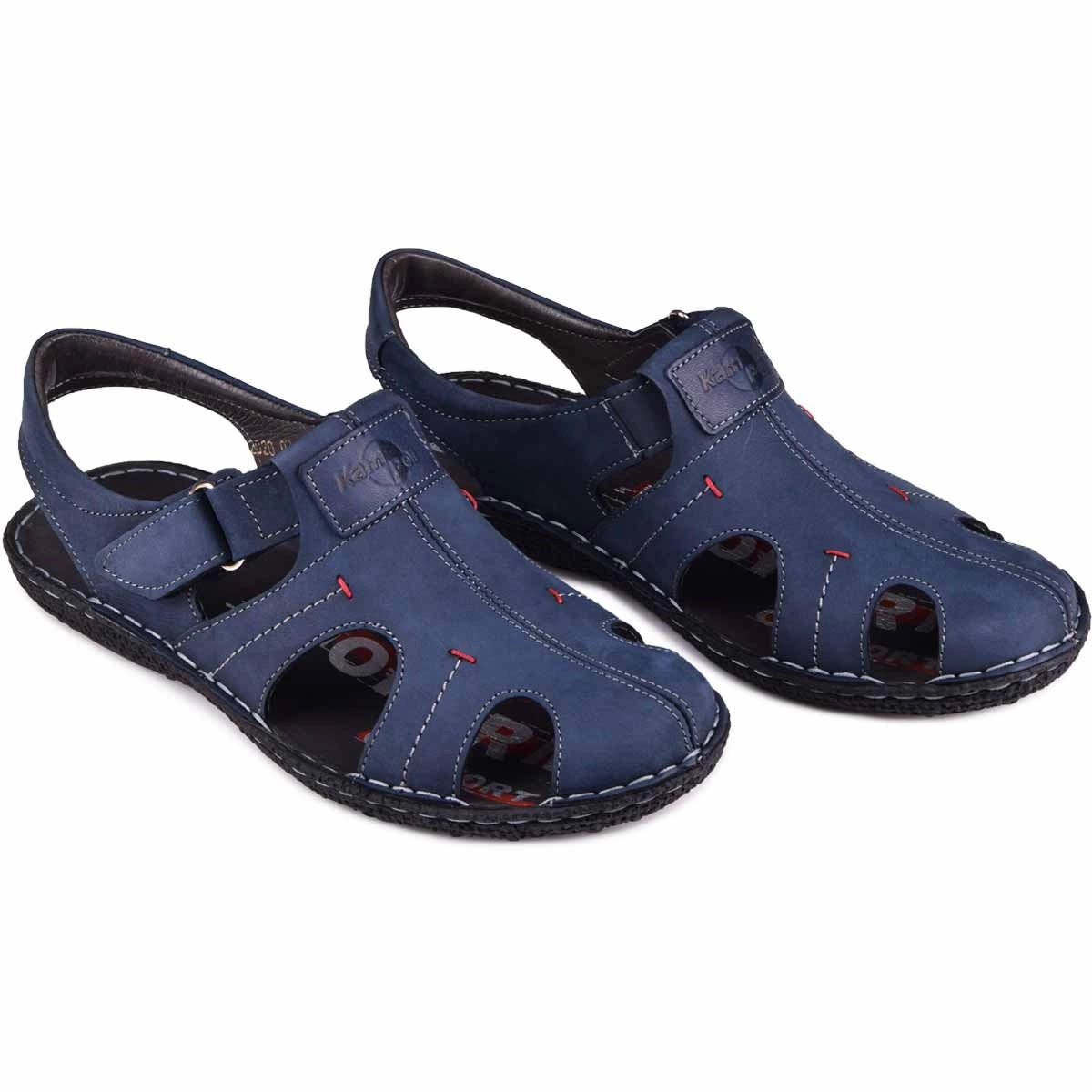 Kampol Men s leather sandals 218 53KAM navy blue