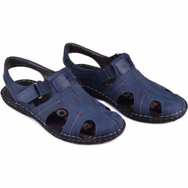 Kampol Men's leather sandals 218 / 53KAM navy blue 1