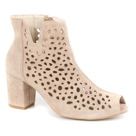 Exquisite Women's openwork leather boots 1184 powder pink 1 Exquisite Women's openwork leather boots 1184 powder pink 1