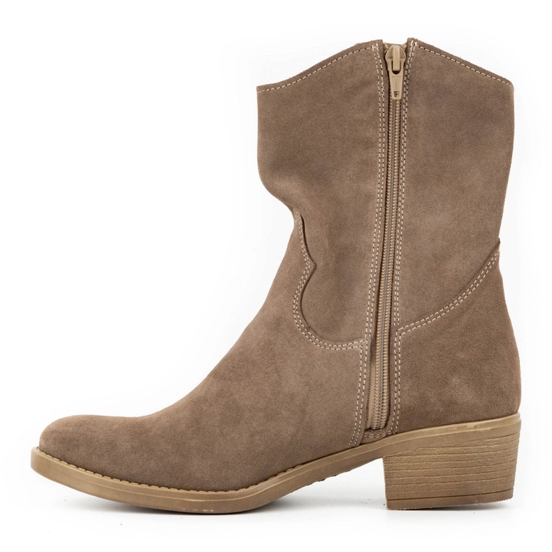 Olivier Women's openwork high heels Angela brown boots beige 1