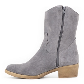 Olivier Women's openwork high heels Angela gray boots grey 1
