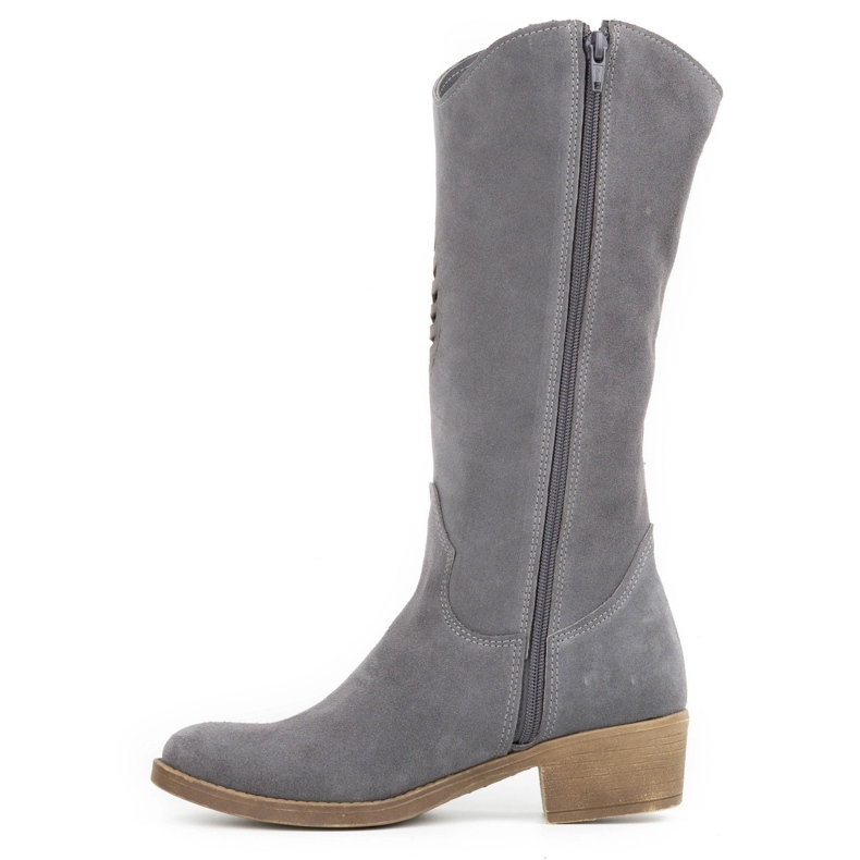 Olivier Women's openwork leather boots Carla gray grey 1 Olivier Women's openwork leather boots Carla gray grey 1