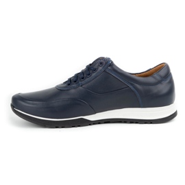 Olivier Men's casual leather shoes 902KNT navy blue 1