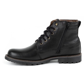 Olivier Men's winter leather boots 754 black 1