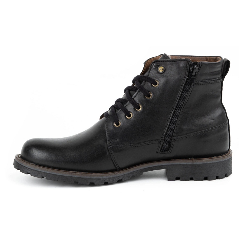 Olivier Men's winter leather boots 754 black 1