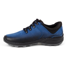 Olivier Men's leather trekking shoes 890MA blue 1