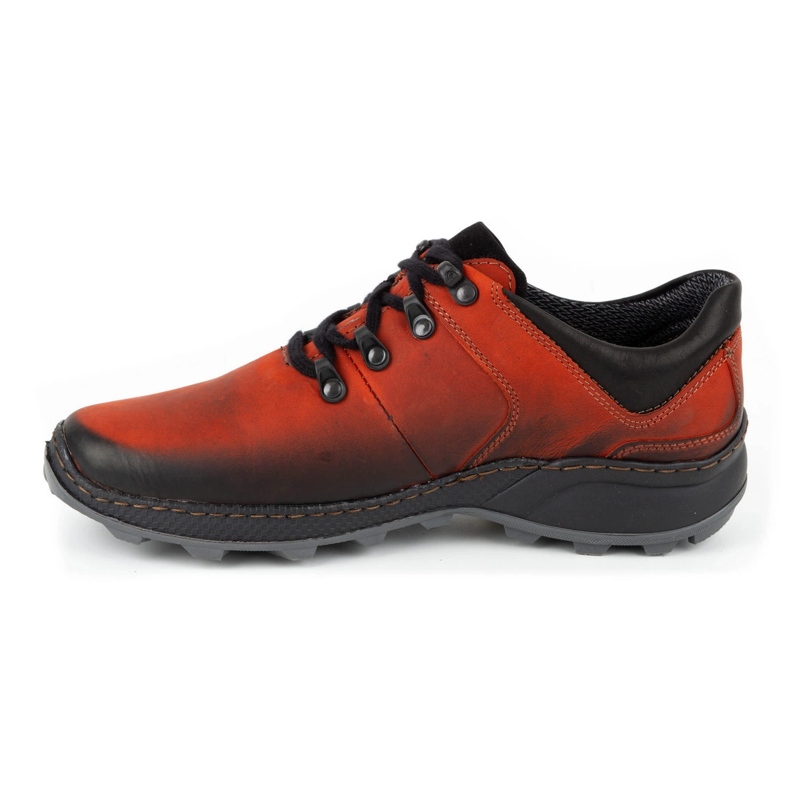 Olivier Men's leather trekking shoes 890MA red 1