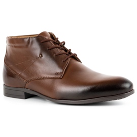Olivier Men's leather formal shoes insulated 802MA brown 2