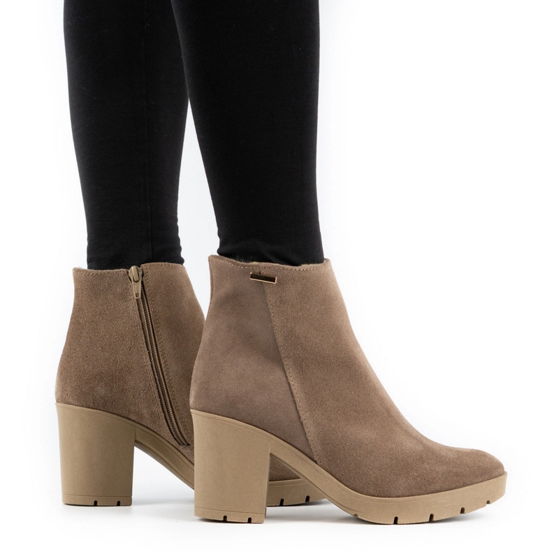 Olivier Riva women's suede insulated boots in dark beige 1