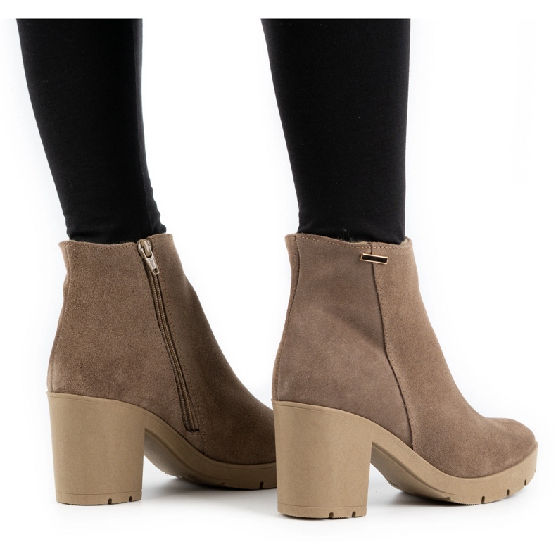 Olivier Riva women's suede insulated boots in dark beige 2