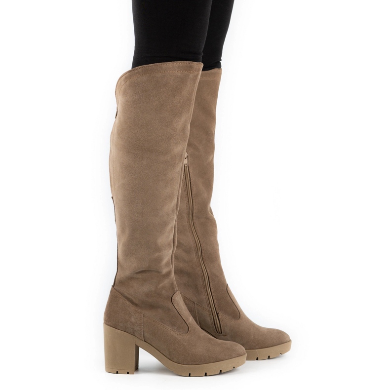 Olivier Dark beige suede boots warmed on Margaret's post 1