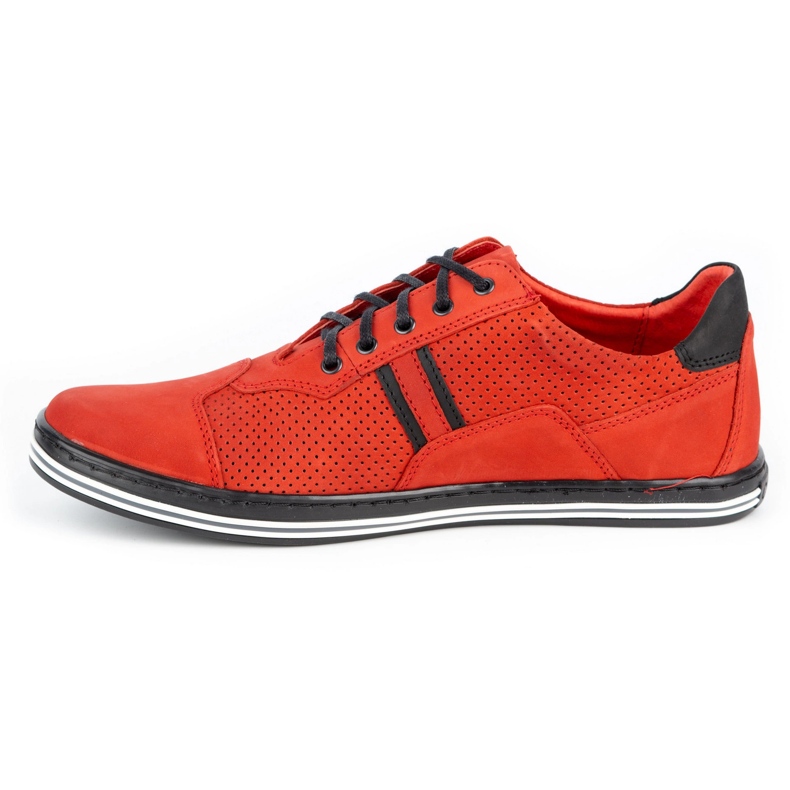 Polbut Men's casual shoes 1801P red nubuck with black 1