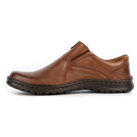 Kampol Men's leather slip-on shoes 12KAM light brown 1