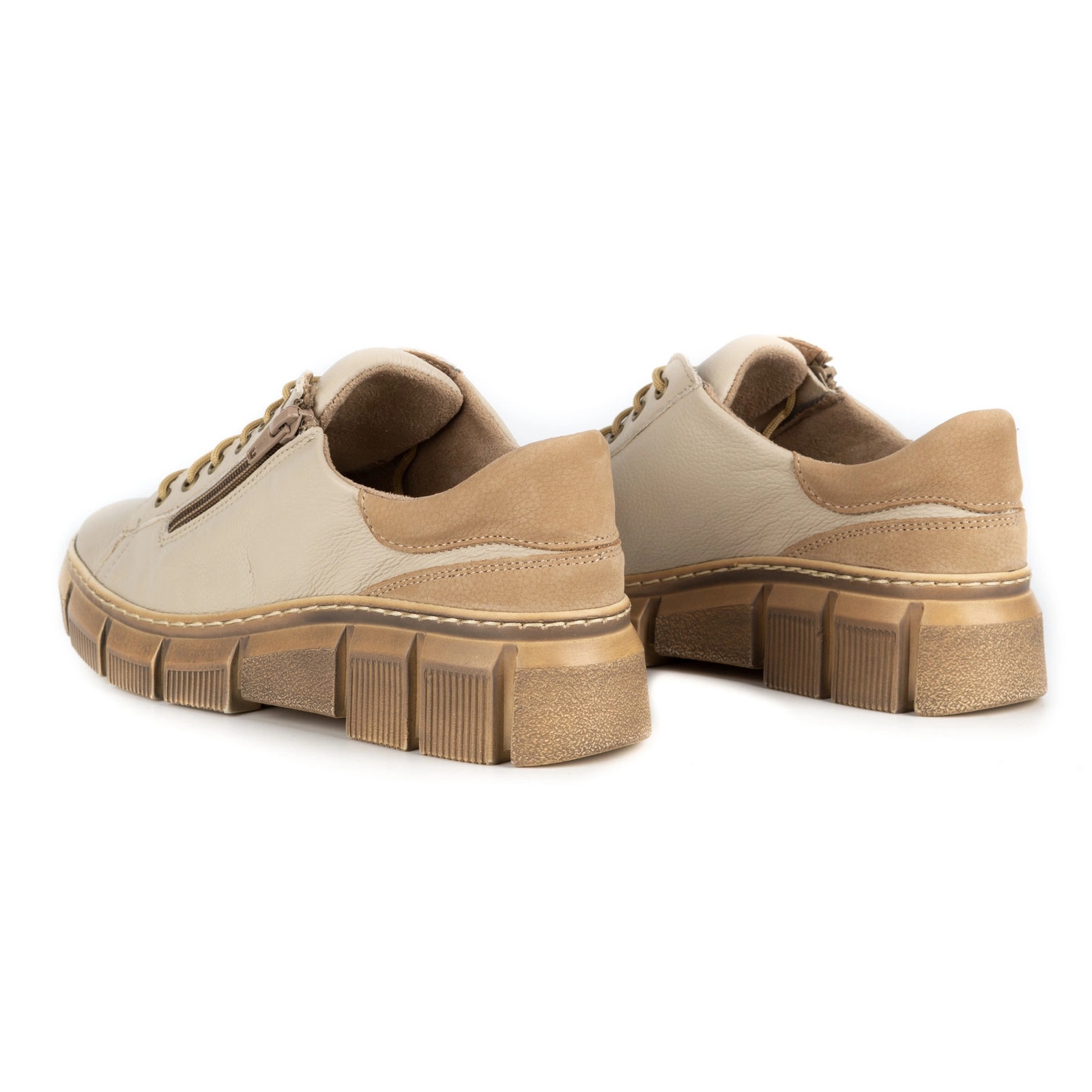 WASAK Women's Shoes Leather Sneakers 0663W Beige
