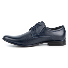 Olivier Men's elegant leather shoes 302T3 navy blue 1