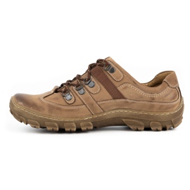 Olivier Men's leather trekking shoes 213GT brown beige 1