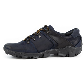Olivier Men's leather trekking shoes 214GT navy blue black 1 Olivier Men's leather trekking shoes 214GT navy blue black 1