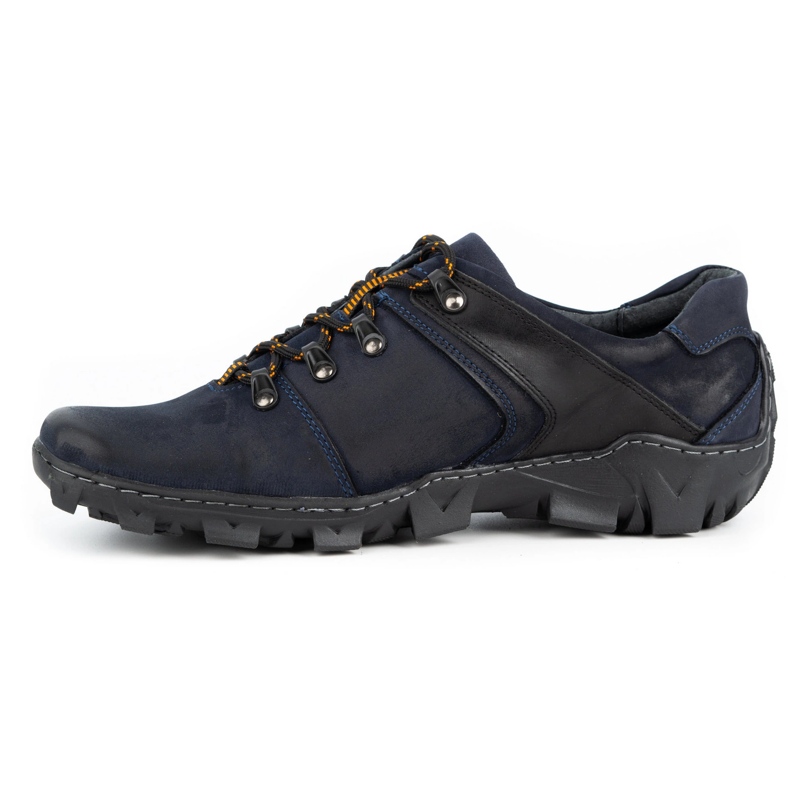 Olivier Men's leather trekking shoes 214GT navy blue black 1 Olivier Men's leather trekking shoes 214GT navy blue black 1