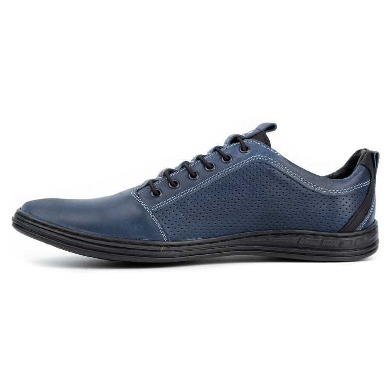 Polbut Men's casual leather shoes 2121p navy blue 1