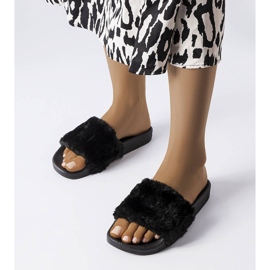 Black slides with Ivory fur 1