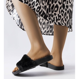 Black slides with Ivory fur 2