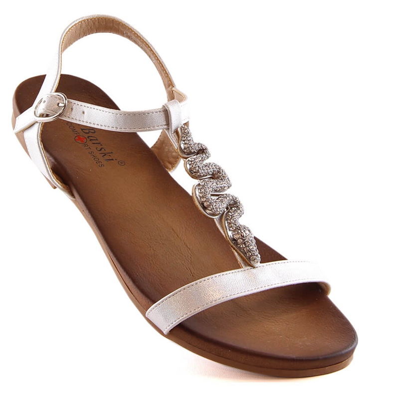 Women's comfortable flat sandals with a silver snake S.Barski Kv 5541-42 1