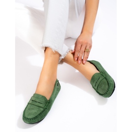 Women's green Shelovet suede loafers 1