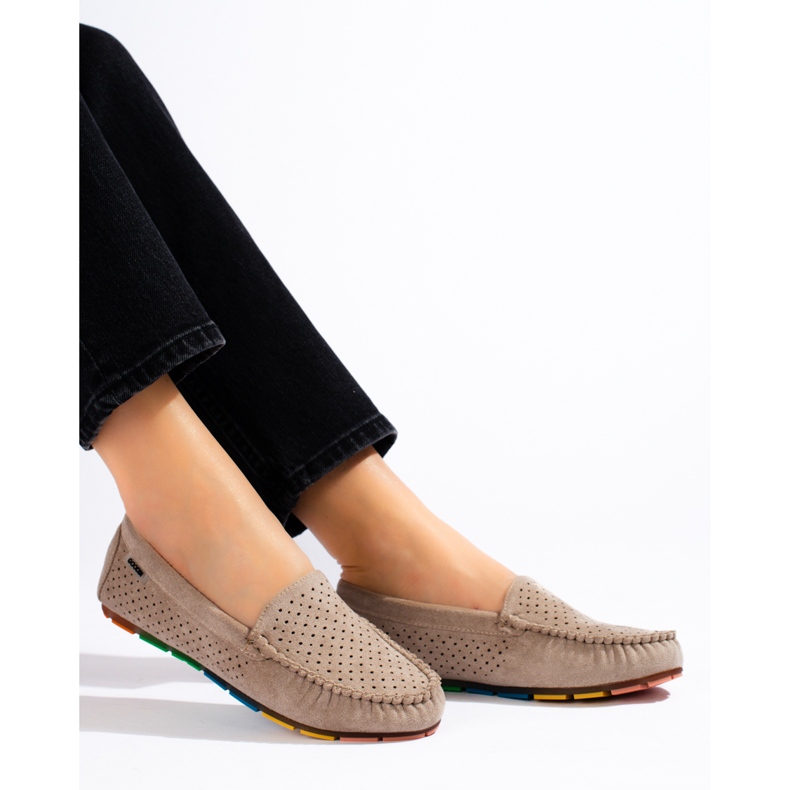 Beige suede slip-on loafers from Shelovet 1