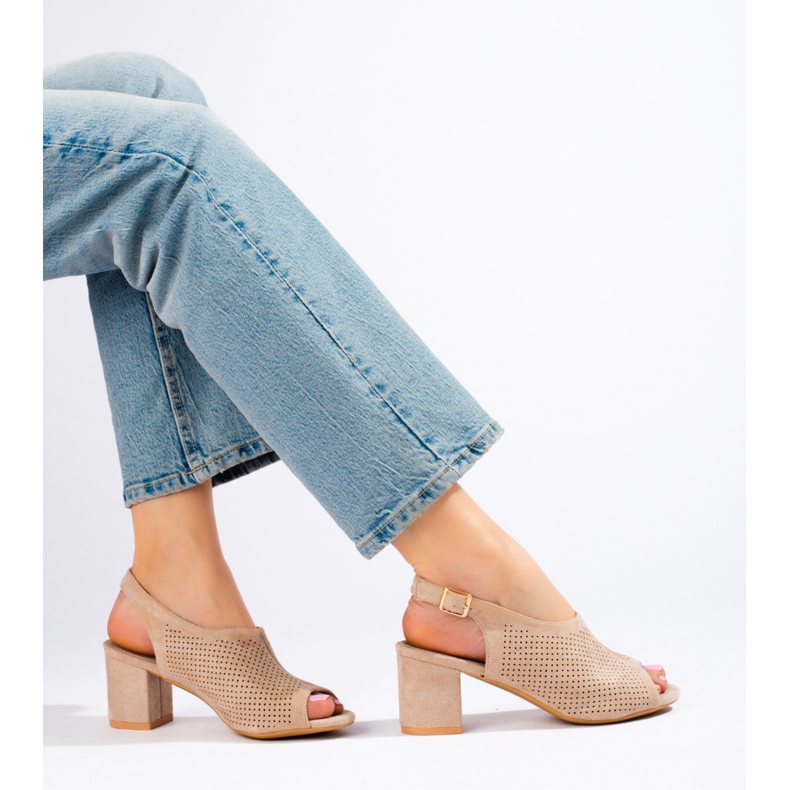 W. Potocki Beige openwork high heel sandals from Potocki 1