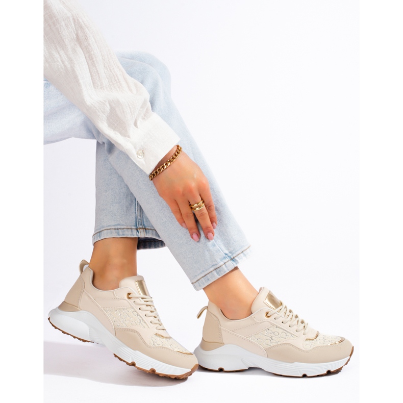 Women's sneakers on a thick sole beige Shelovet 1 Women's sneakers on a thick sole beige Shelovet 1