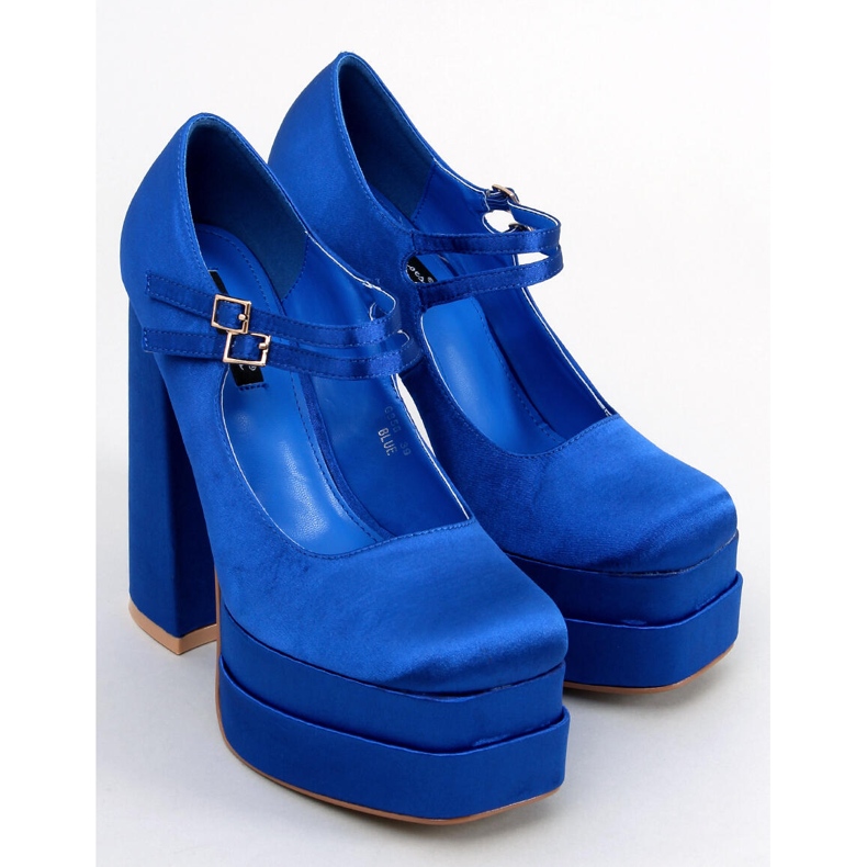 Prandi Blue satin platform pumps 1
