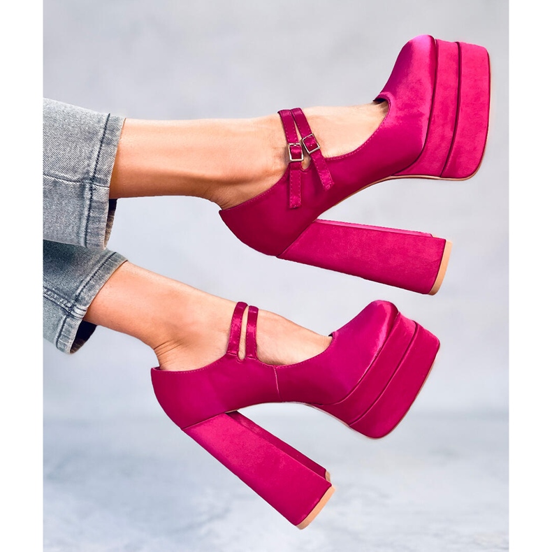 Prandi Fuchsia satin platform pumps pink 1