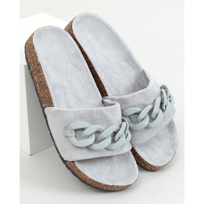 Jarvis Gray Chain Cork Slippers grey 1
