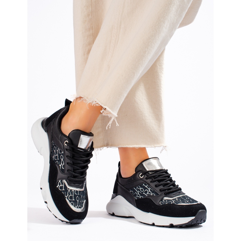 Black Shelovet women's thick-soled sneakers 2 Black Shelovet women's thick-soled sneakers 2