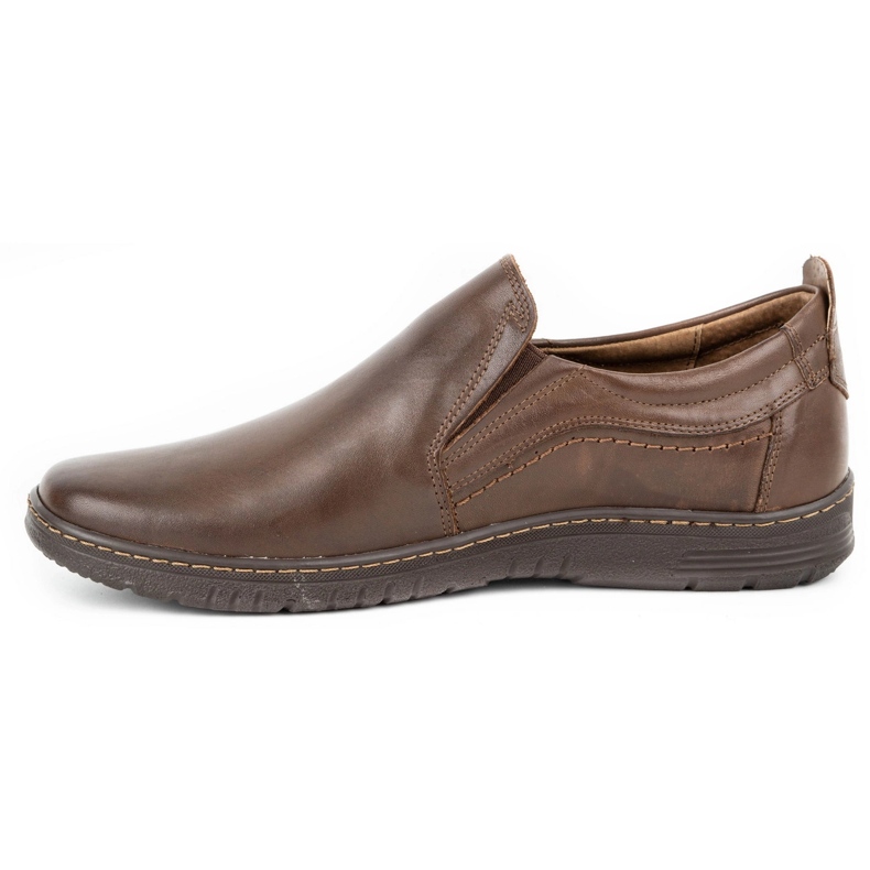 Olivier Men's leather moccasin shoes 727MP brown 1