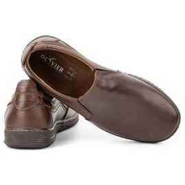 Olivier Men's leather moccasin shoes 727MP brown 3