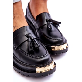 Women's loafers with fringes and black decoration 3